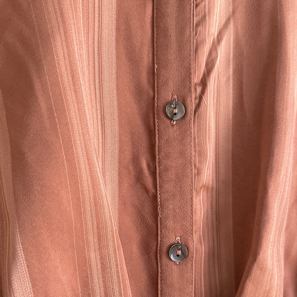 Entro Terracotta/Rust Button-Up Long Sleeve Dress with Tie Back - Picture 4 of 11